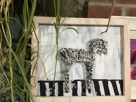 Sculpture Zebra Framed  'Zebra Crossing' By maxine Martin