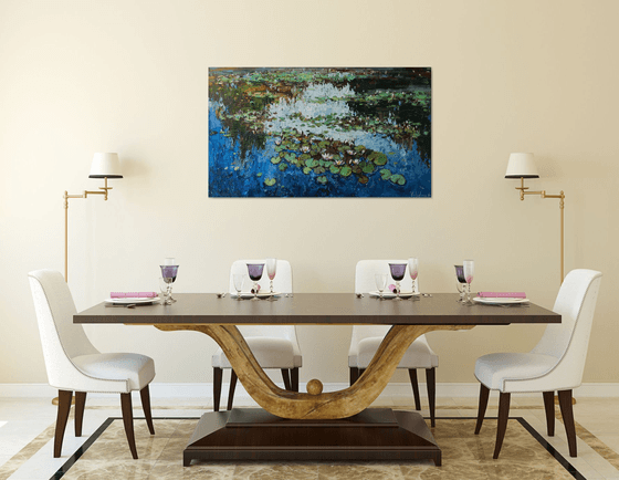 White Water Lilies - Impasto Original Oil painting