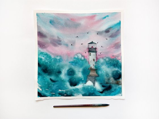 Seascape painting/ Lighthouse painting