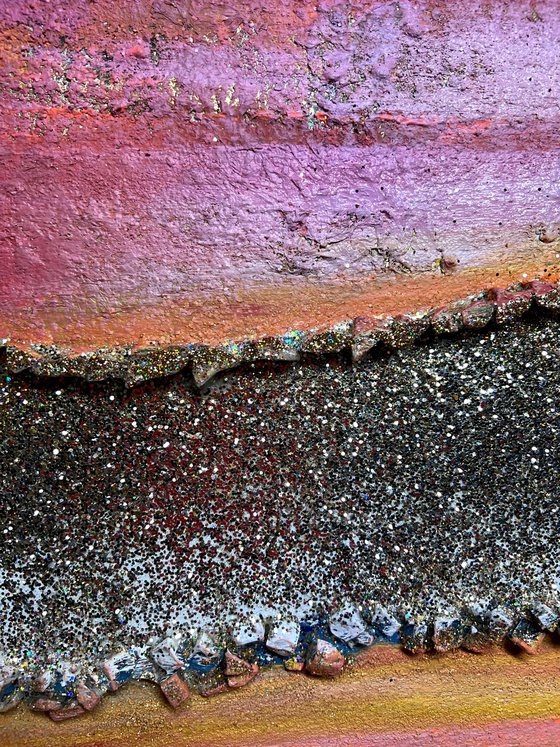 Meet me at sunset abstract sunset with glitter and glass