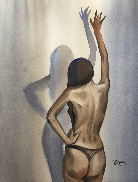 The woman from the back. Nude female model.