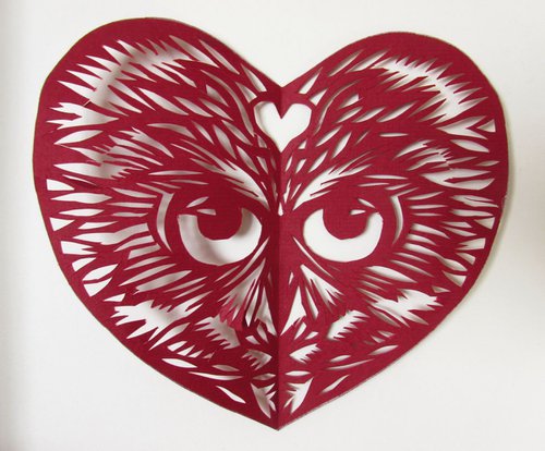 Valentine for the night owl ( paper cut) by Alfred  Ng