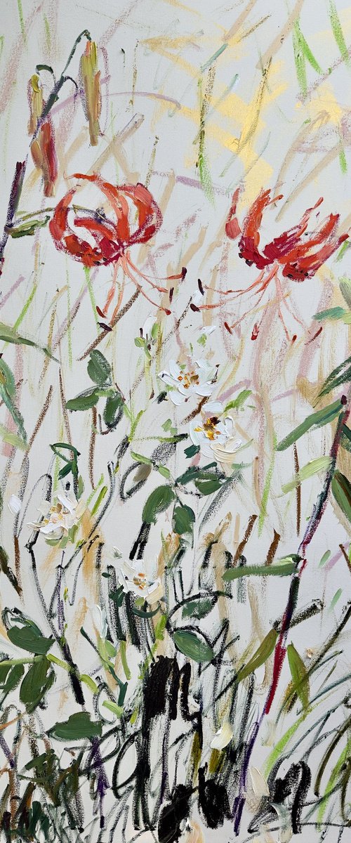 Lilies and roses by Lilia Orlova-Holmes