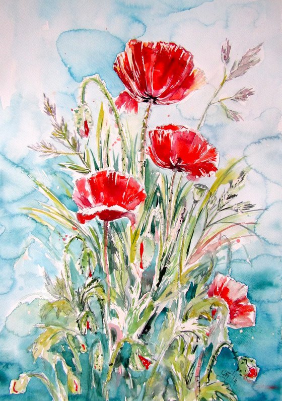 Three poppy