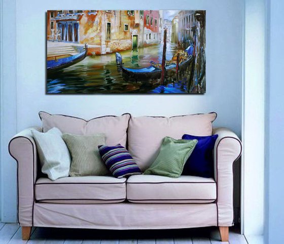 Painting oil on canvas Summer day in Venice impressionist original oil  large art
