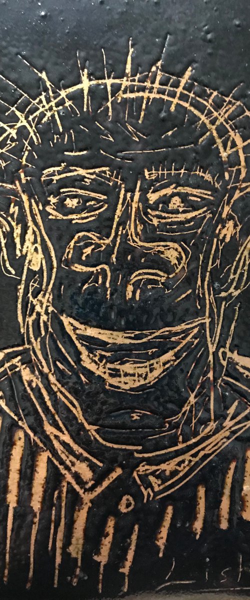 Portrait (Hot enamel on copper) by V. Lishko