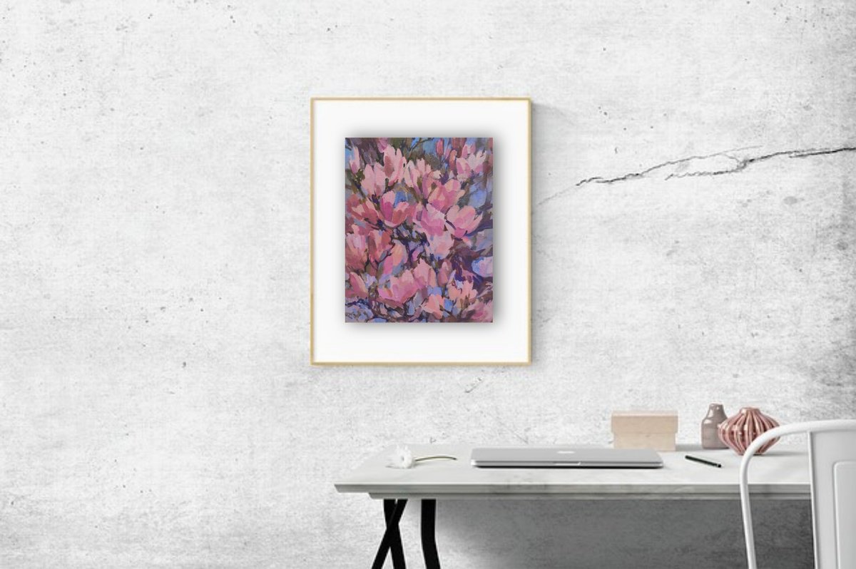 Magnolia-3 - original artwork, oil painting, tree flowers by Tetiana Borys