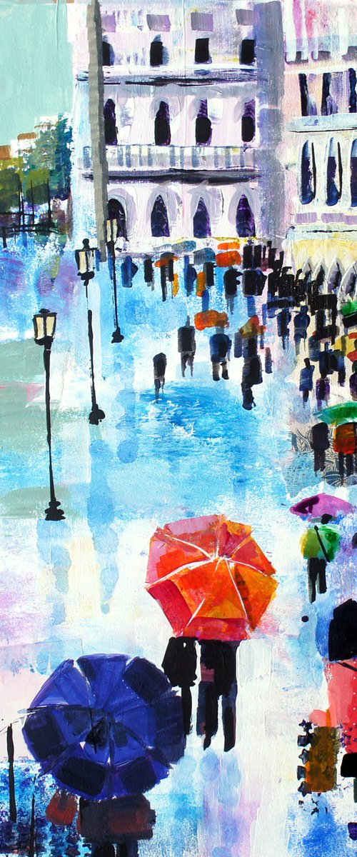 Towards St Mark's Square in the rain by Julia  Rigby