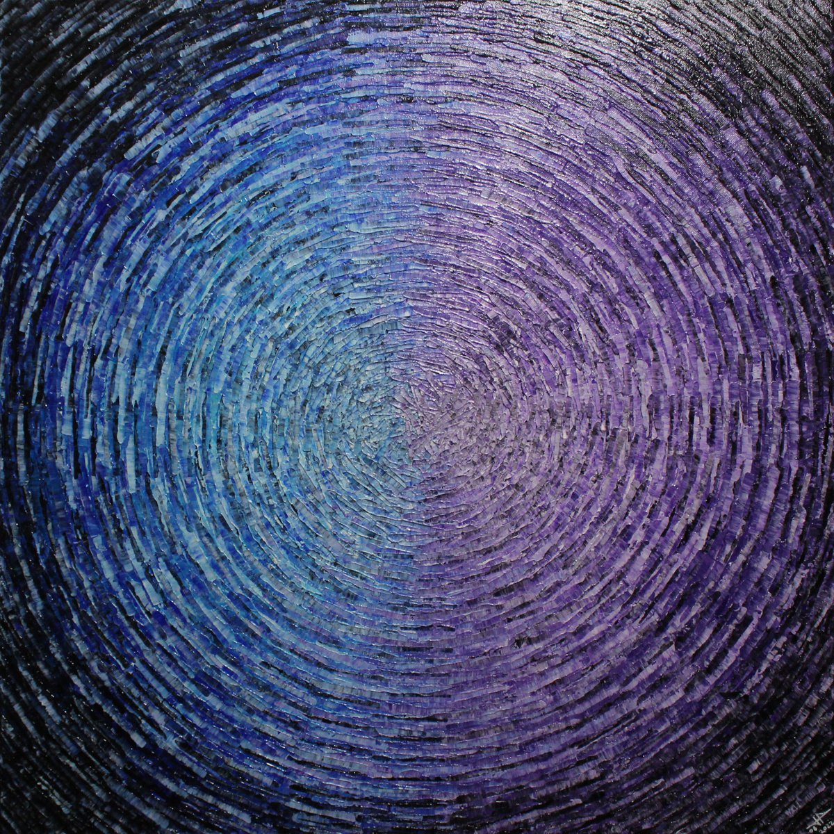 Abstract Acrylic Painting By Jonathan Pradillon, 24 X 24, Purple Blue Mixed Shine, Original Artwork