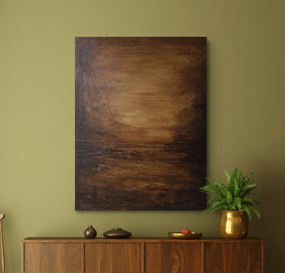 "Rust" Brown black abstract acrylic art