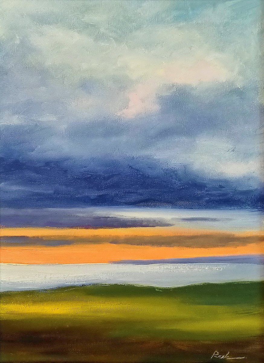 Abstract Landscape Oil Painting By Oleh Rak, 12 X 16", Heavenly Landscape 8, Original Artwork