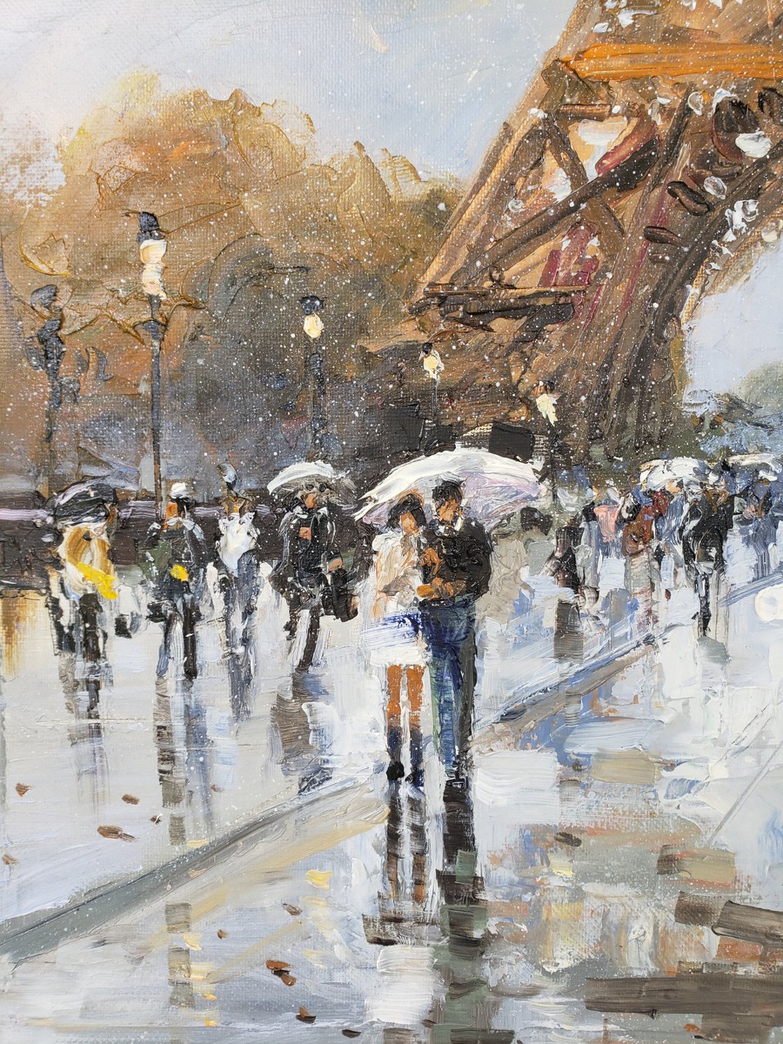 Paris Street Oil Painting from Marshall Field's Gallery Antique