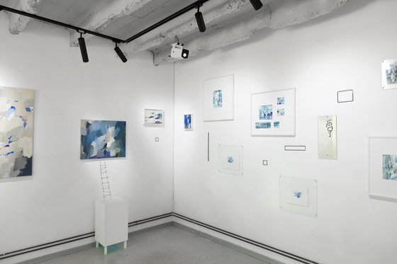 OPEN BOOK/White abstract oil painting