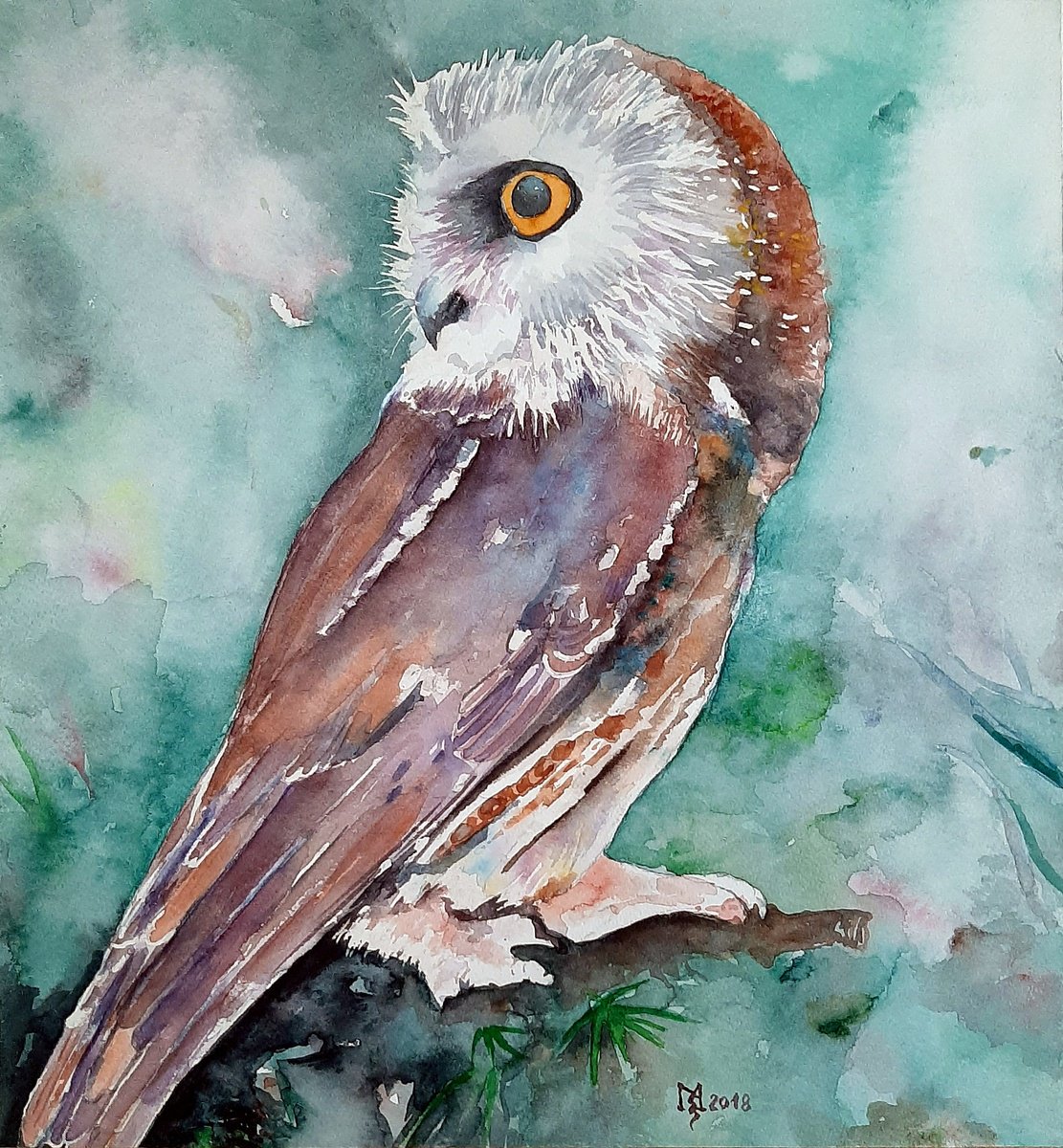 Impressionistic Animal Watercolour By Zoran Mihajlovic Muza, 13 X 14", Queen Of The Night, Original Artwork