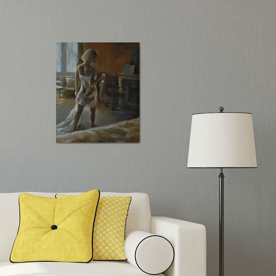 Tender morning 50x60cm ,oil/canvas, impressionistic figure