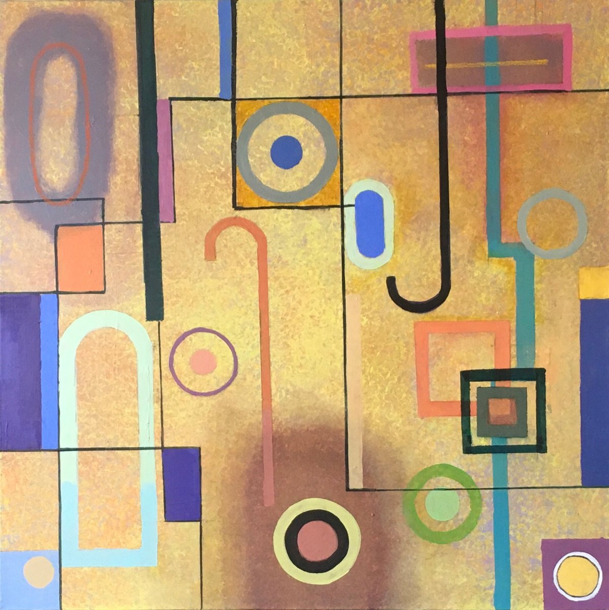 Geometric Abstract Painting By Chihiro Kinjo, 31 X 31, Nostalgia, Original Artwork