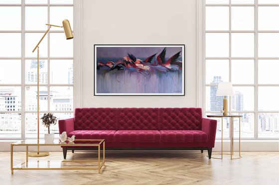 Flying tropical Pink flamingos Painting