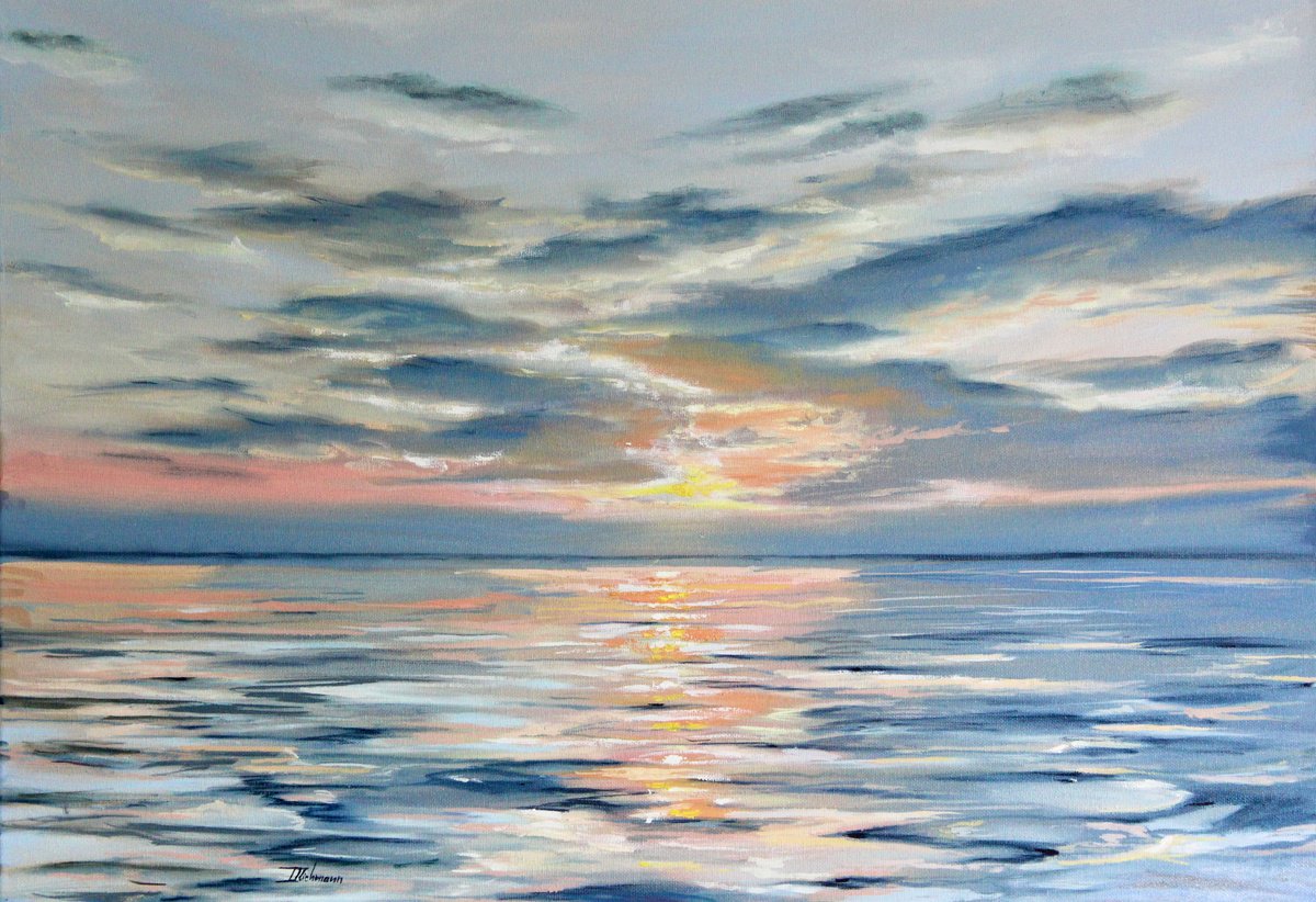 Impressionistic Landscape Oil Painting By Liza Illichmann, 28 X 20", Solitude, Original Artwork