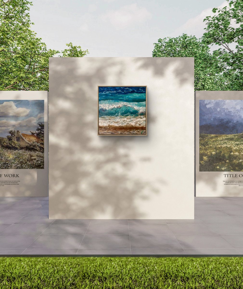 Impressionistic Landscape Oil Painting By Aisylu Burangulova, 16 X 16, Waves, Original Artwork