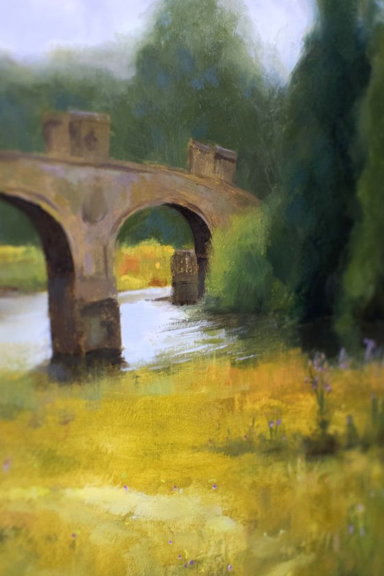 Sculpture Park Yorkshire Dam Head Bridge impressionist landscape painting