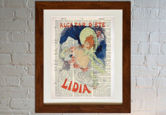 Alcazar d'Ete Lidia - Collage Art Print on Large Real English Dictionary Vintage Book Page