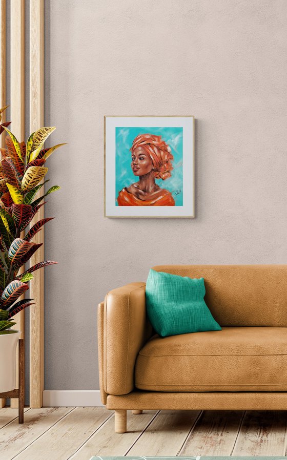 Radiant African Grace - oil portrait painting