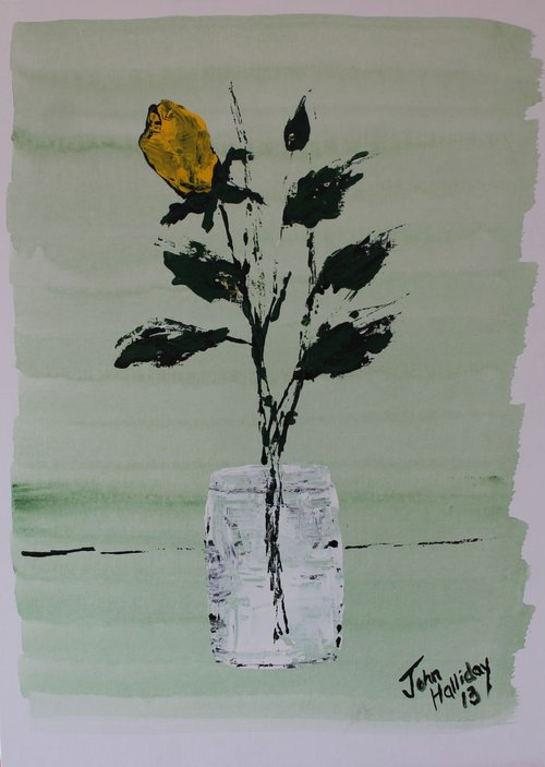 Yellow rose in vase. by John Halliday