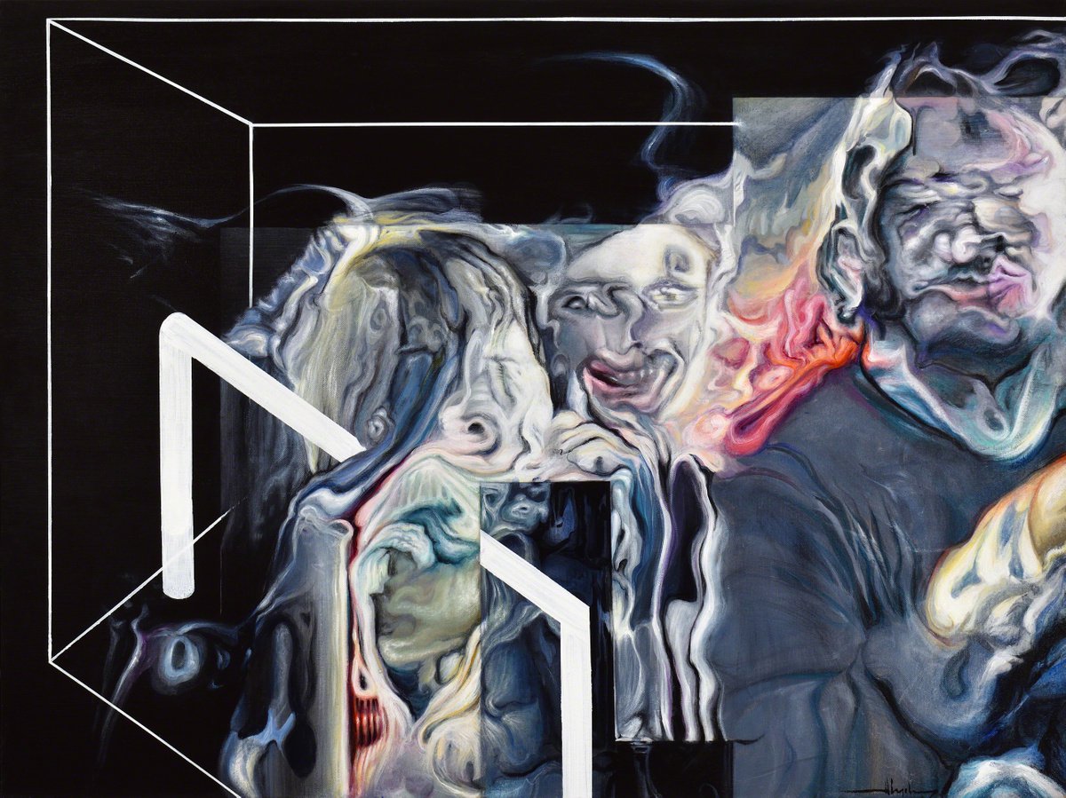 Organic Portrait Oil Painting By Alex Nizovsky, 40 X 30, Phantoms / After Bacon #1, Original Artwork