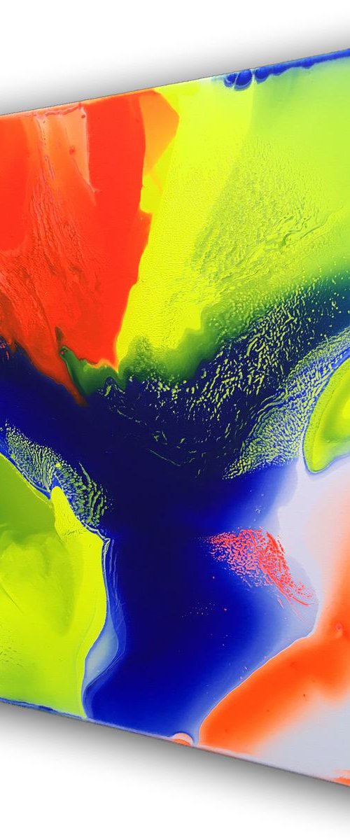 "Swimming In The Fluorescent Future" - FREE USA SHIPPING - Original Abstract PMS Acrylic Painting - 16 x 20 inches by Preston M. Smith (PMS)