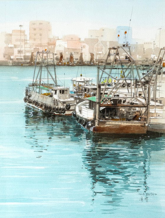 Fishing Port - 30x40cm Watercolor