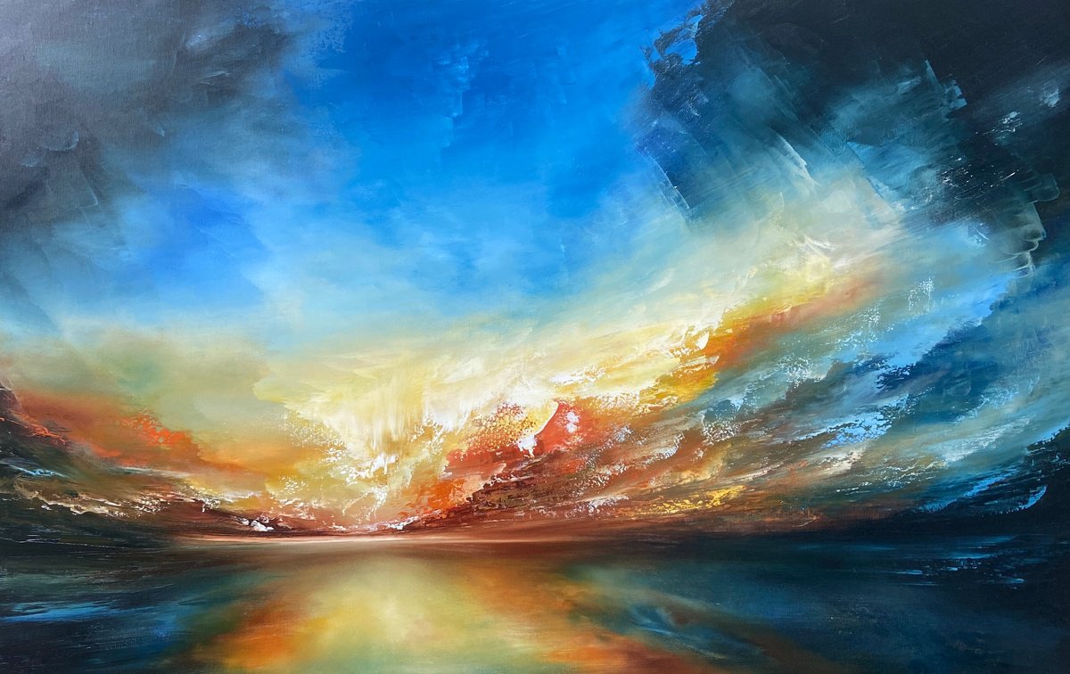 Organic Landscape Oil Painting By Paul Kingsley Squire, 48 X 30", The Flames Of Eternity, Original Artwork