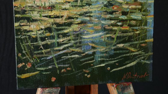 Overgrown Pond - sunny summer painting