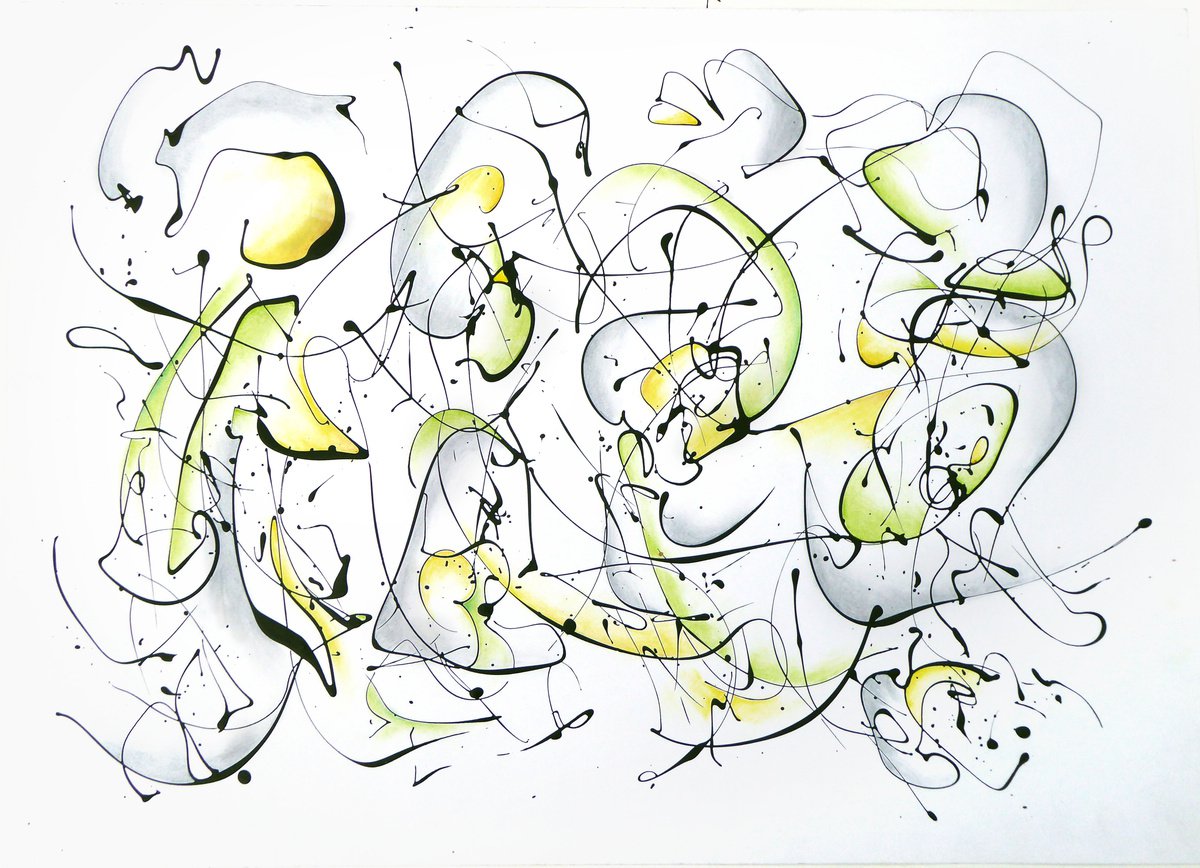 Expressive Abstract Painting By John Sharp, 33 X 23, Cartoon 31, Original Artwork