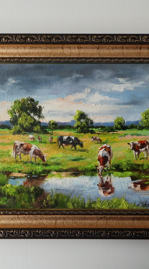 Cows by the Riverside by Natalia Shaykina