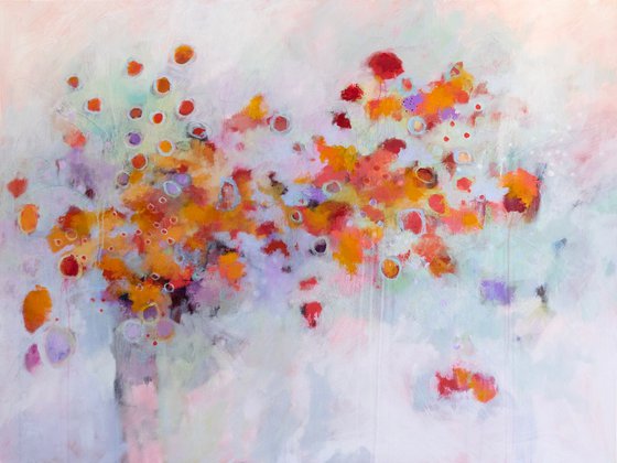 Le bonheur est tout près - Original mixed-media abstract painting on canvas - Ready to hang