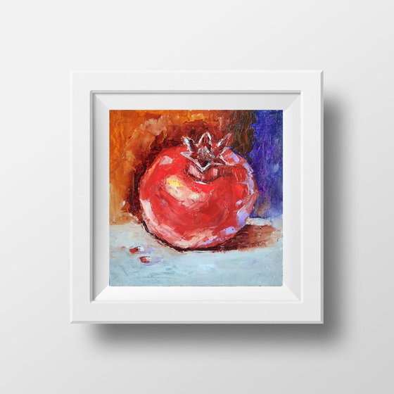 Pomegranate Painting Original Art Fruit Still Life Wall Art Kitchen Artwork