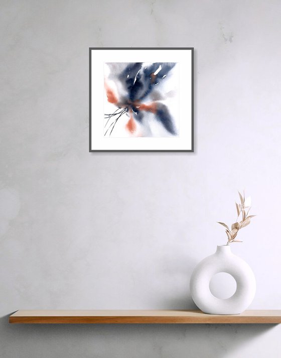 Abstract blue flowers set of 2