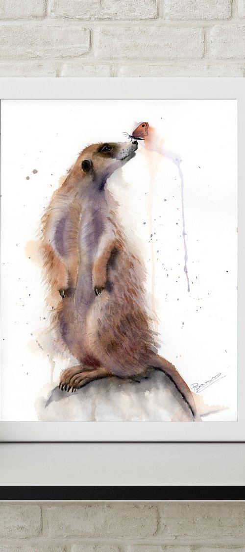 Meerkat with butterfly by Olga Tchefranov (Shefranov)