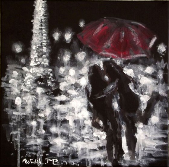 PARIS NIGHT LOVERS - Acrylic Painting - 30X30 cm