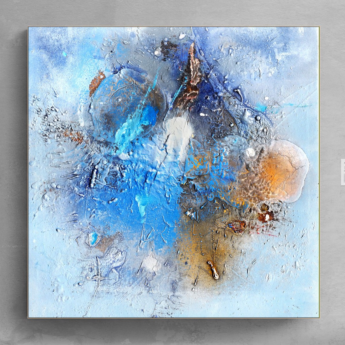 Organic Abstract Painting By Adriano Ribeiro, 24 X 24, Astronomer, Original Artwork