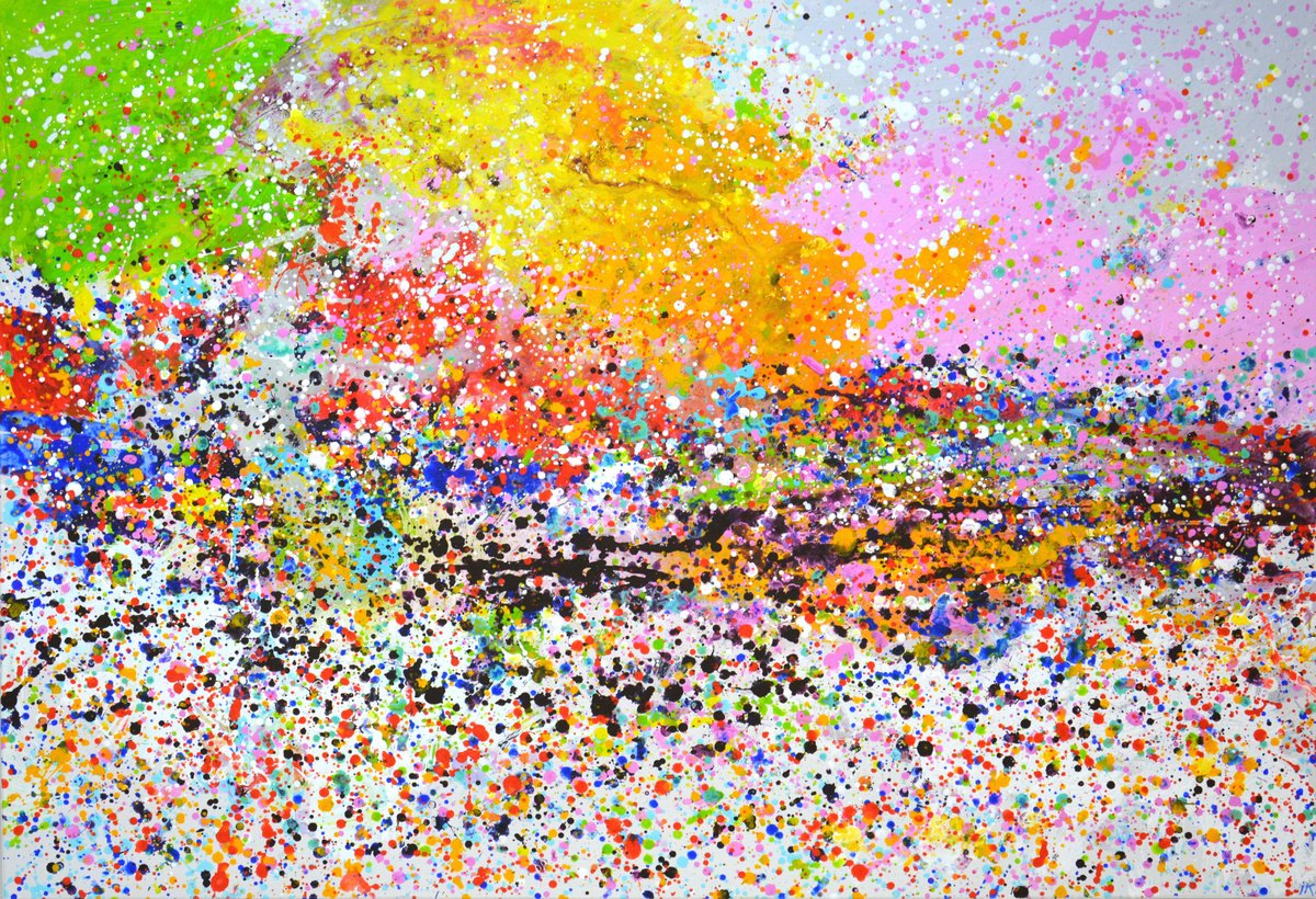 Abstract Acrylic Painting By Iryna Kastsova, 51 X 35, Winter Holiday., Original Artwork