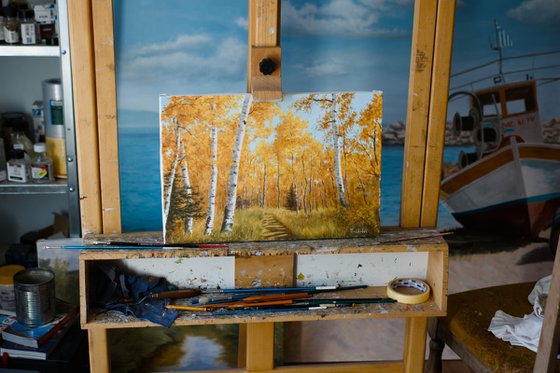 Autumn in Birch Forest