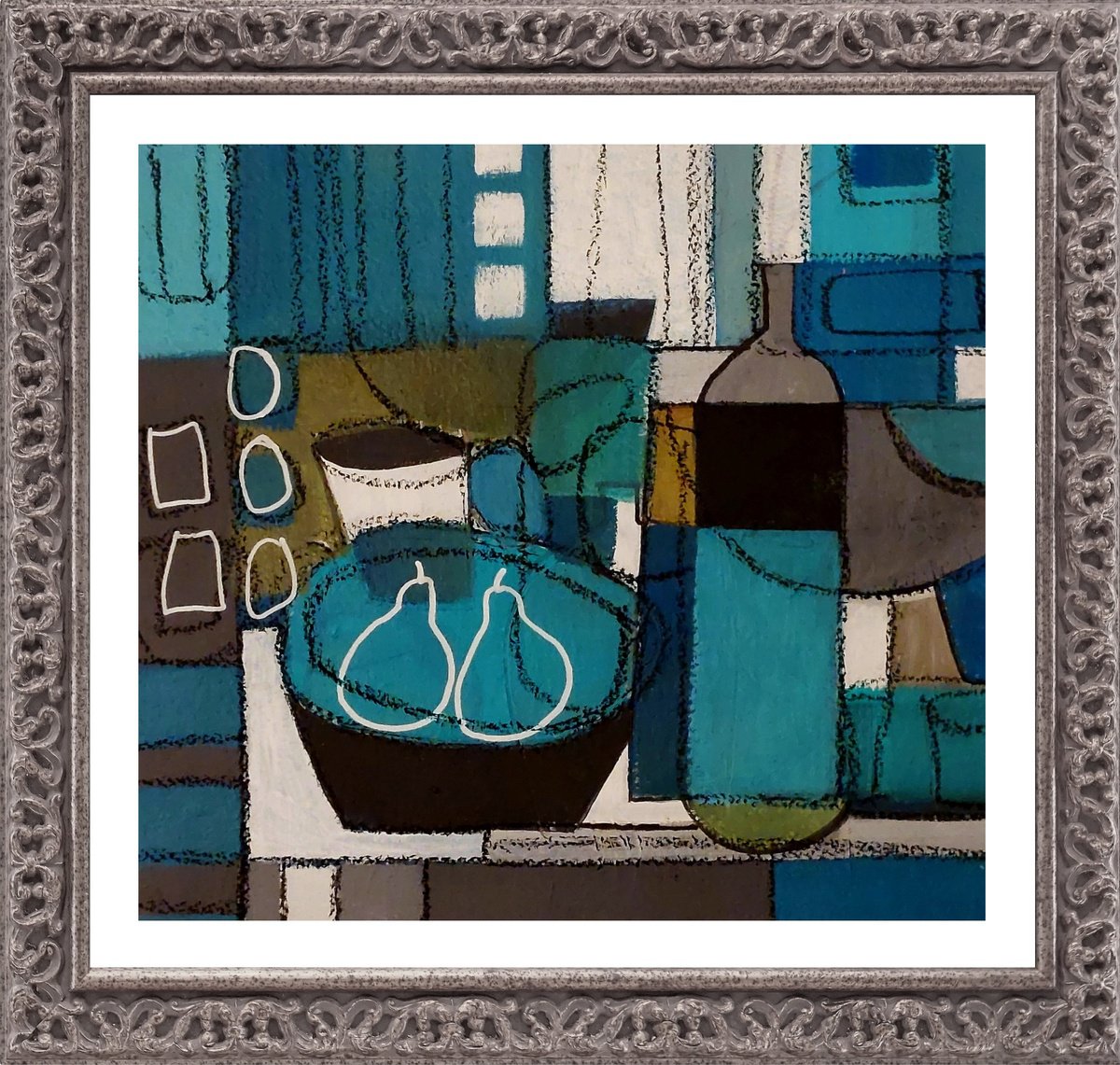 Still Life With 2 Pears Iii By Jan Rippingham, 14 X 13, Artwork For Sale On Artfinder
