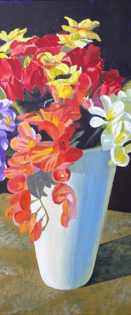 Flowers in white vase by Colin Wadsworth