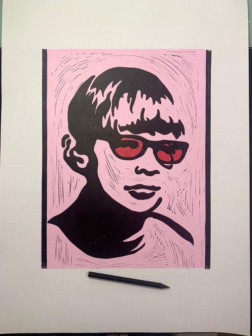 RED GLASSES by Greg Linocuts
