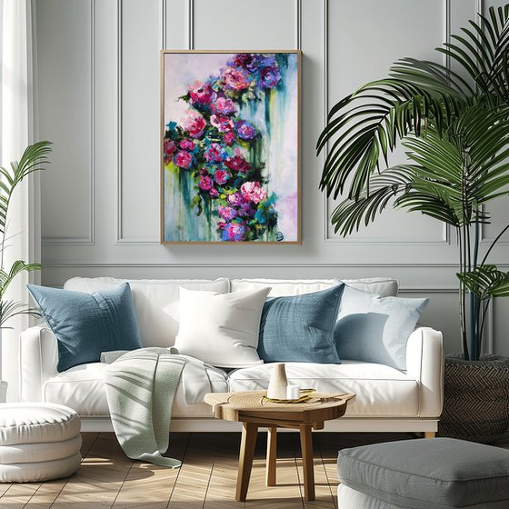 Textured Roses Oil Painting