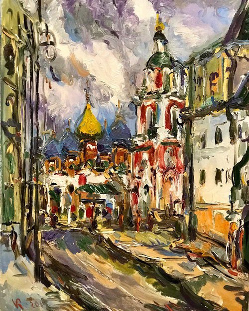 Varvarka Street. Moscow - Moscow Cityscape - Oil painting - Gift by Karakhan