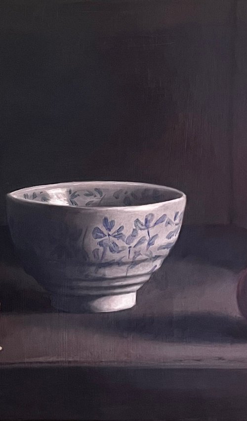 Grisaille Still Life: Peach and Walnuts by Angelo Di Carlo