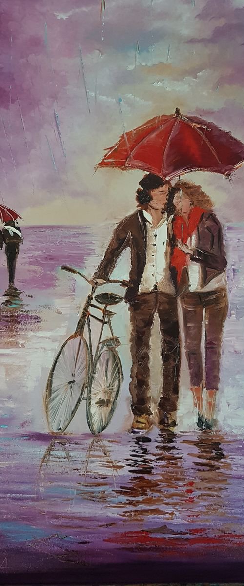 Romantic couple...there is no such thing as bad weather 60*80cm by Anna Reznik