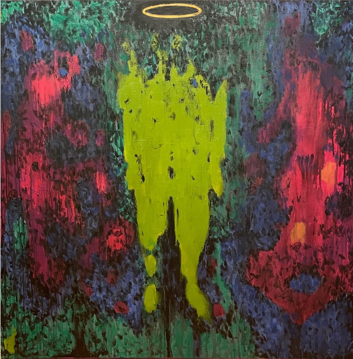 Abstract Portrait Painting By Gela Mikava, 47 X 47, The Angel, Original Artwork